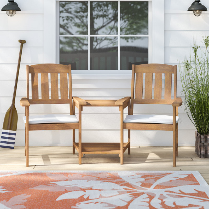 wooden tete a tete bench